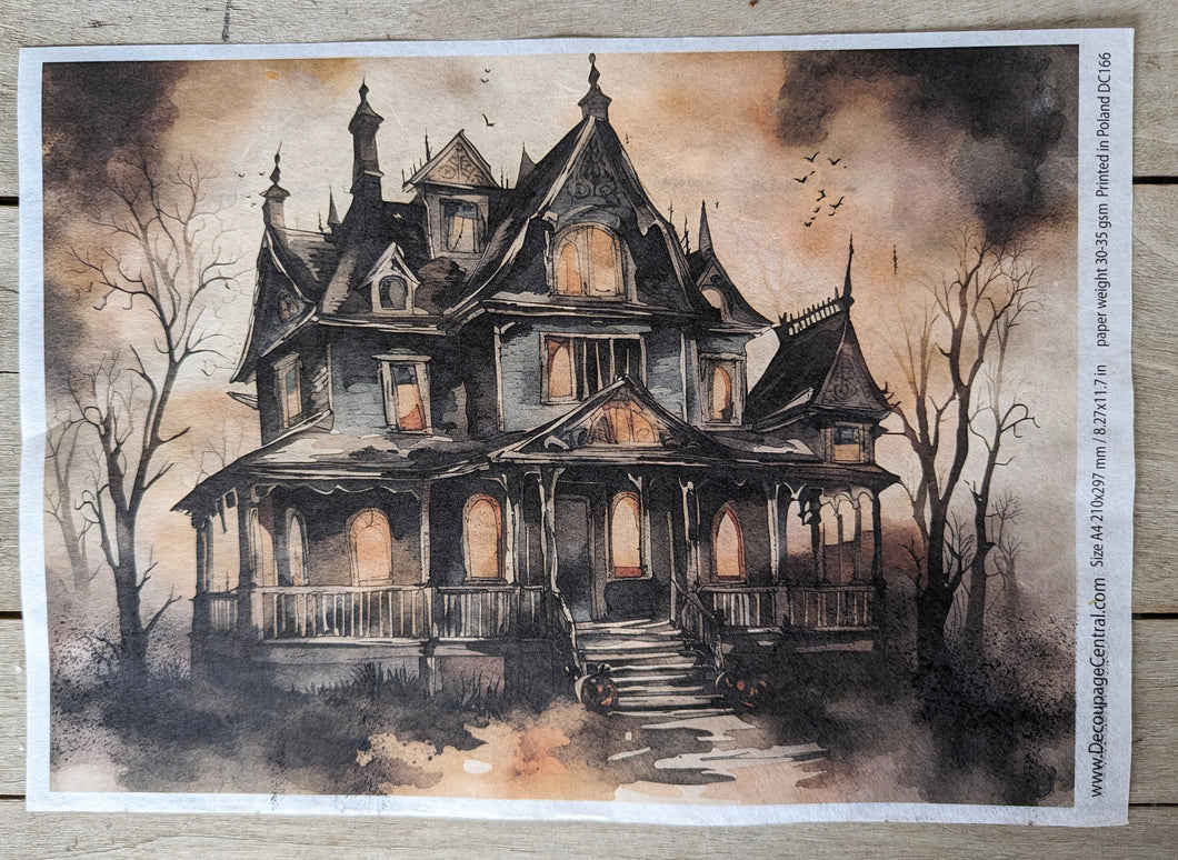 Haunted House Decoupage Paper