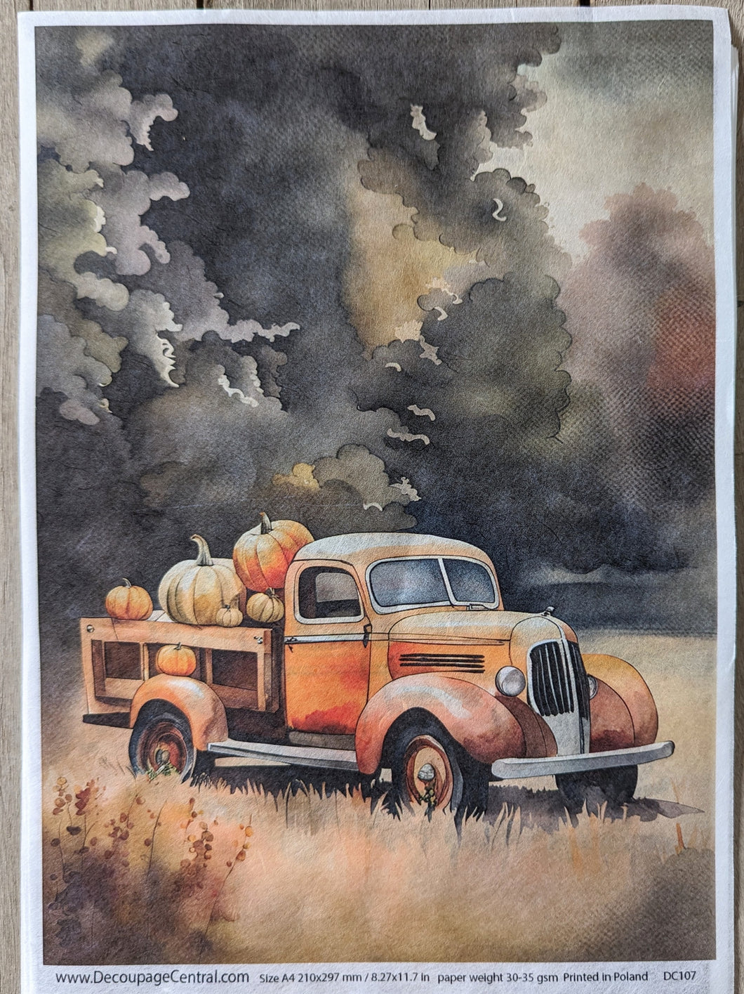 Fall Truck Decoupage Paper