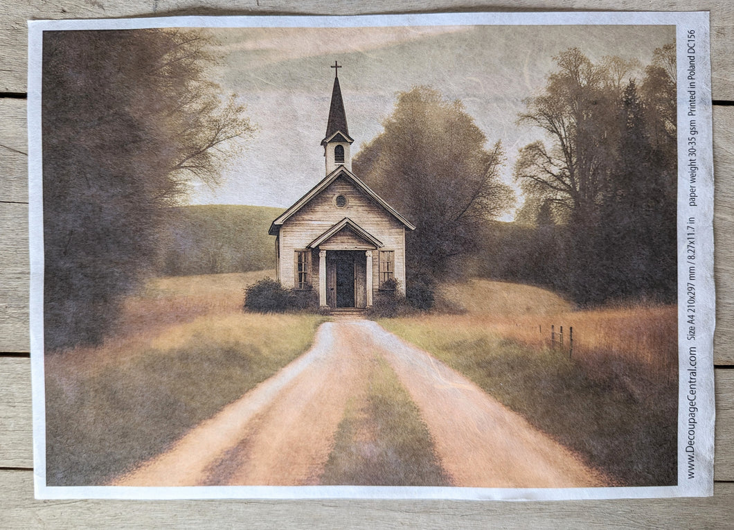 Country Church Decoupage Paper