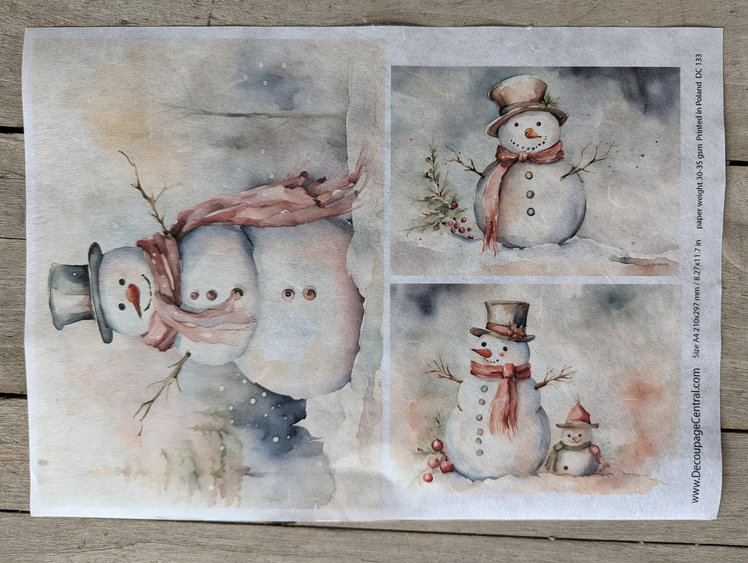 Shabby Chic Snowmen Decoupage Paper