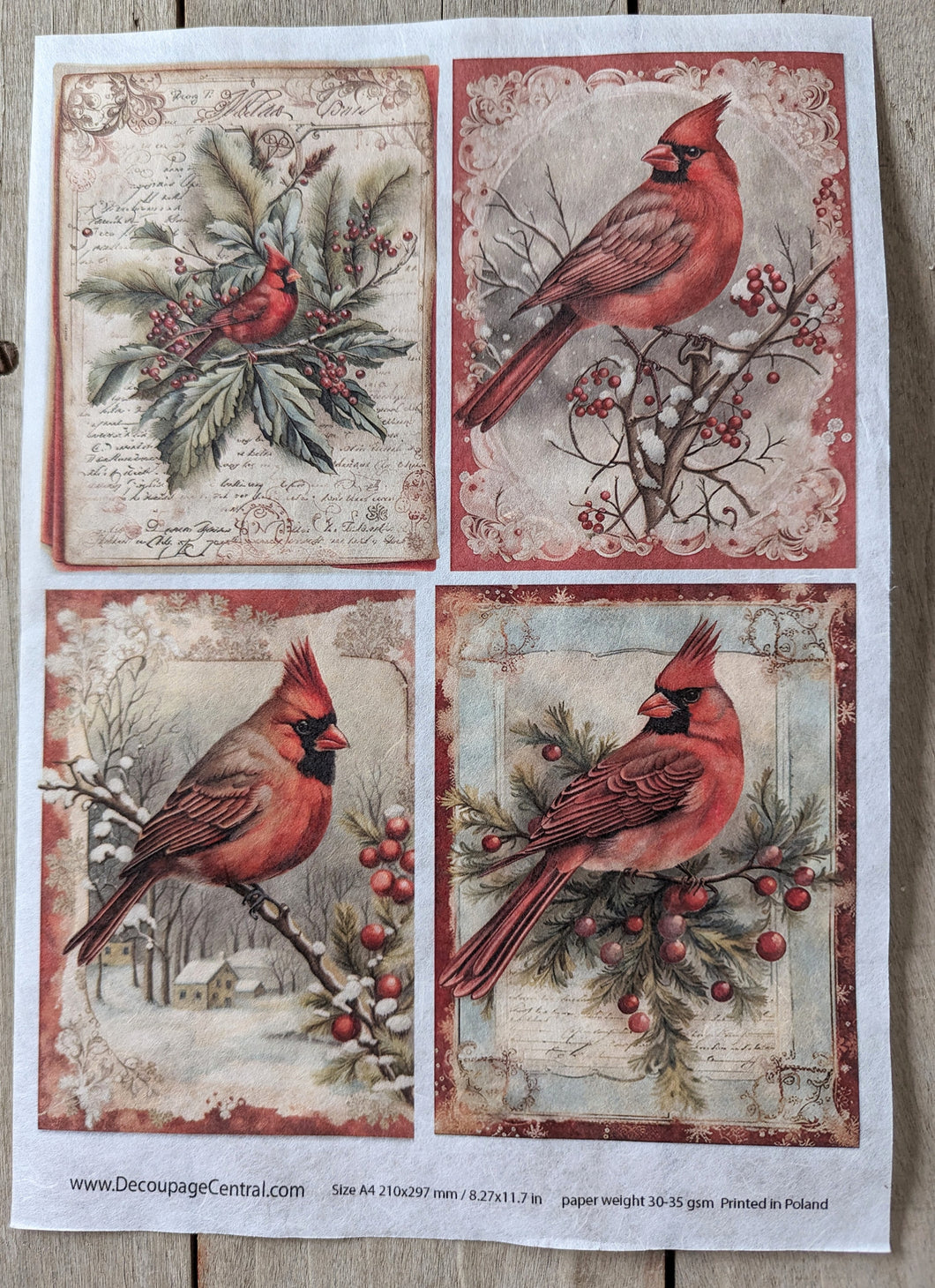 Collection Of Cardinals Decoupage Paper