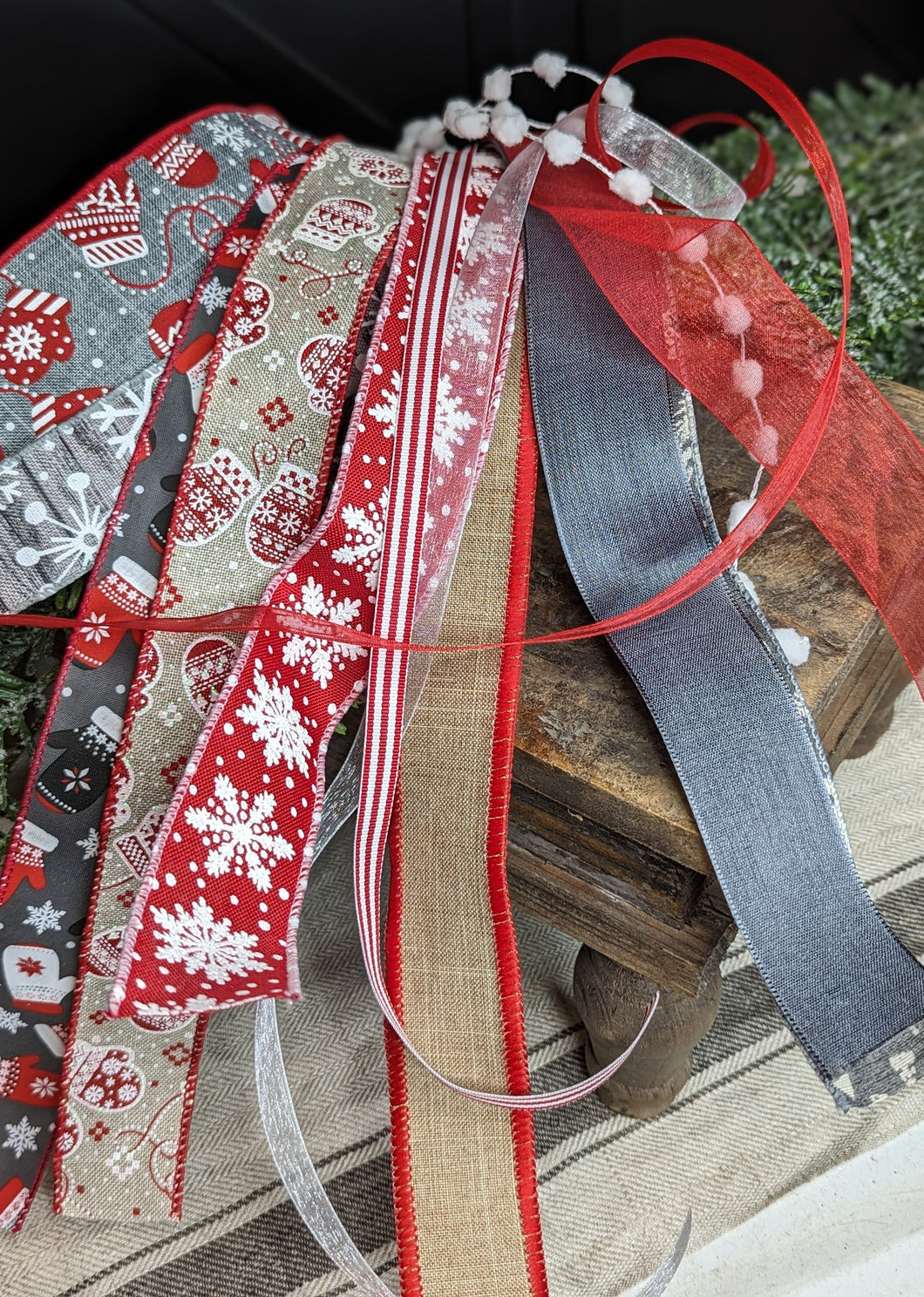 Gray & Red Christmas Ribbon Bundle