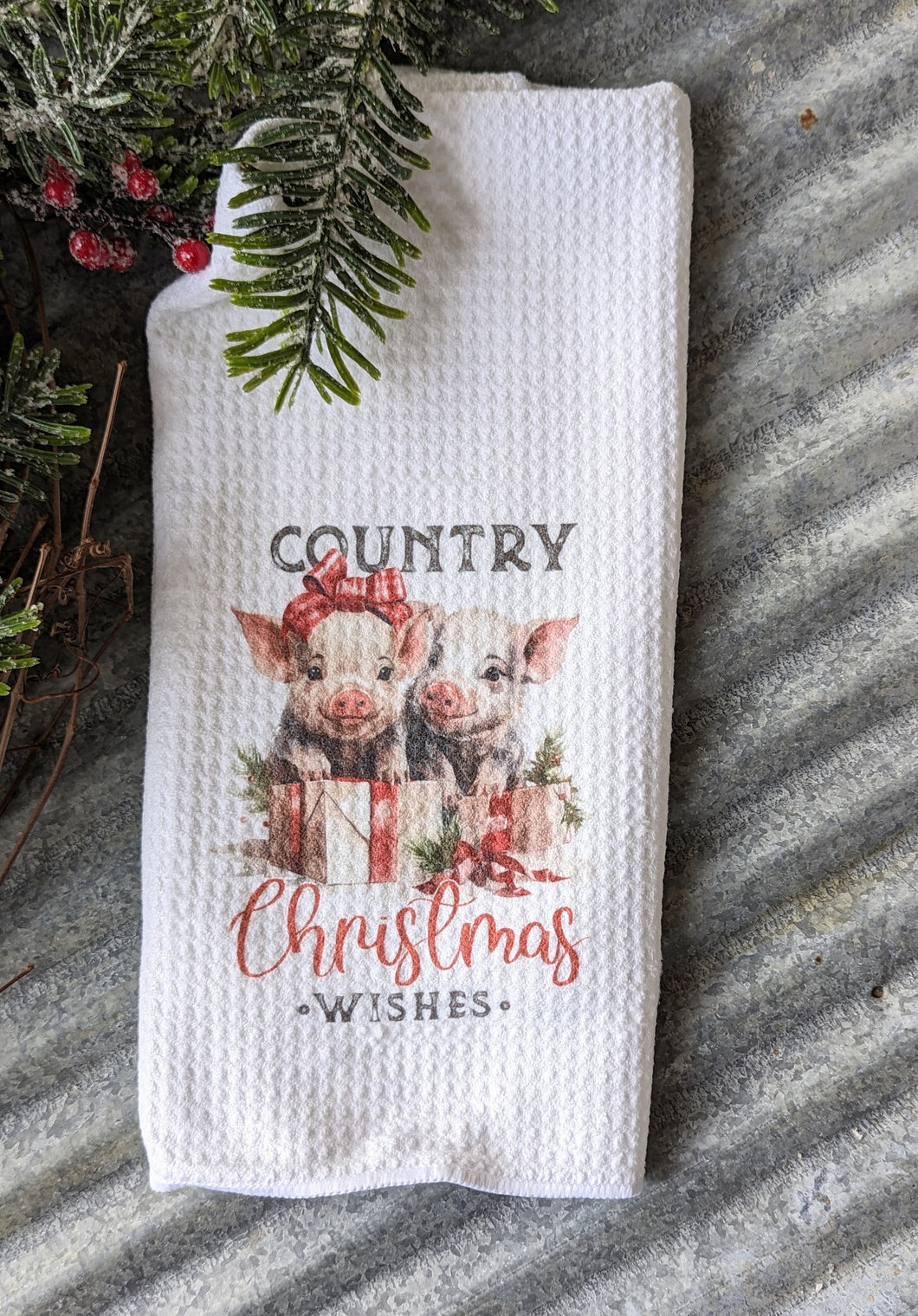 Country Christmas Pigs Towel