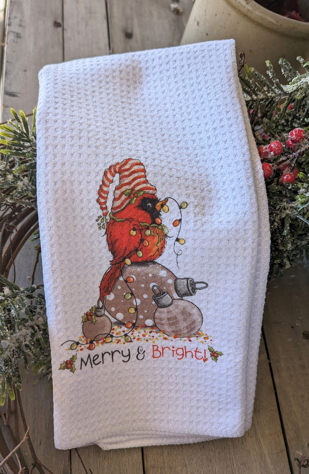 Merry & Bright Cardinal Towel