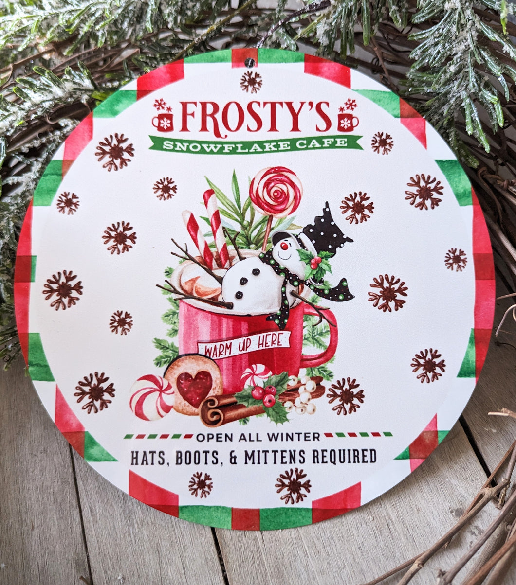 Frosty's Snowflake Cafe Wreath Round