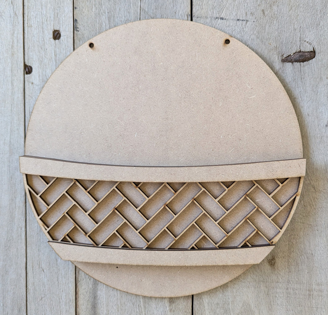 Patterned Wicker Basket Round