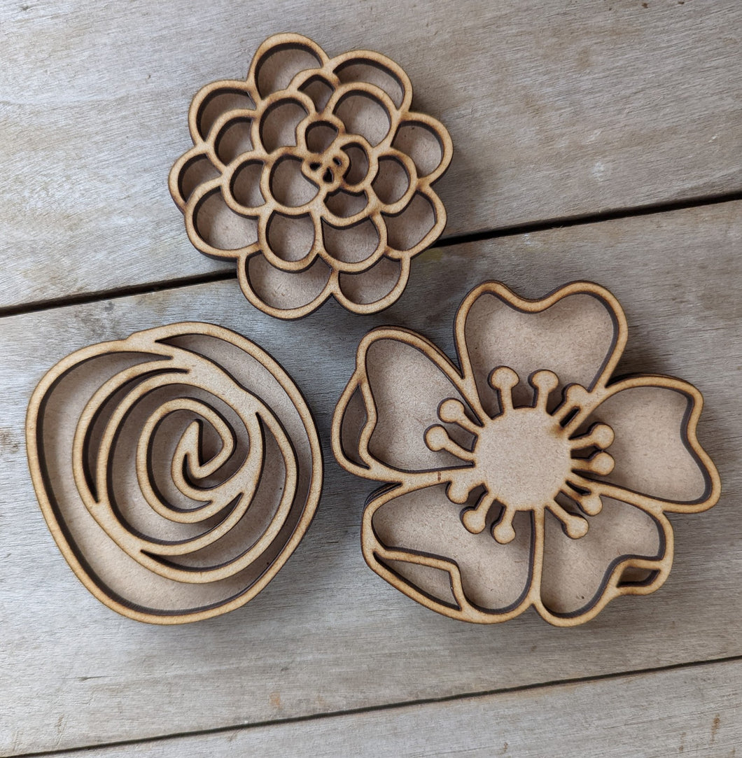 Set Of 3 Flowers